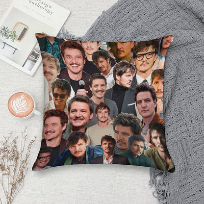 Pedro Pascal Photo Collage Soft Luxury Feel Throw Pillow