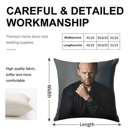 Jason Statham Linen Throw Pillow Cover