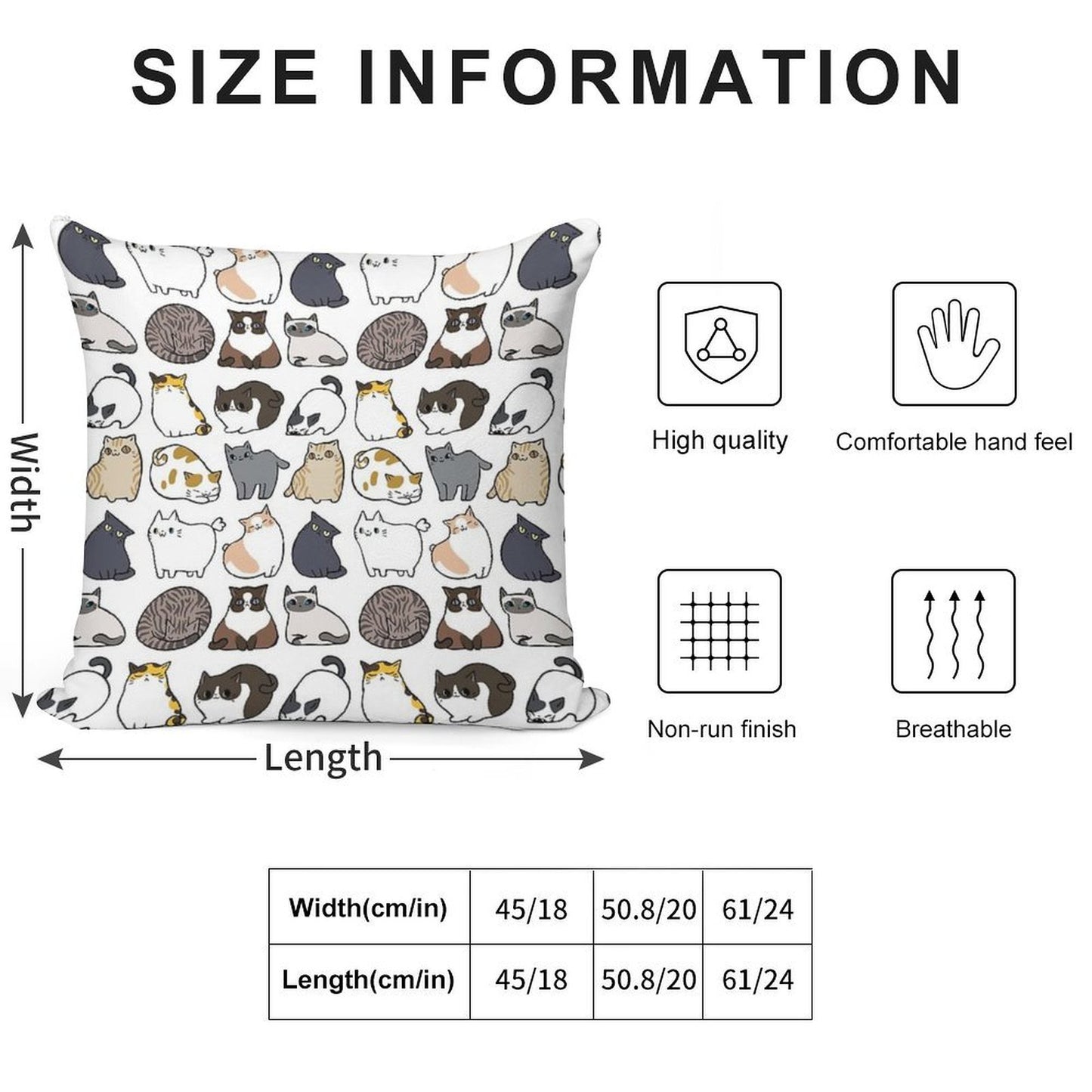 Cats Cats Cats Soft Durable Construction Throw Pillow