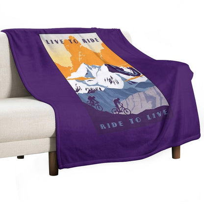 Live to Ride, Ride to Live Retro Cycling Poster Throw Blanket