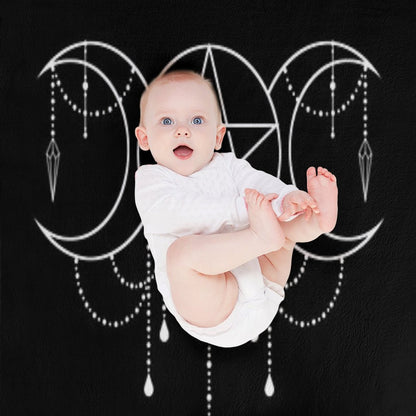Triple Moon Goddess Pentacle Throw Blanket