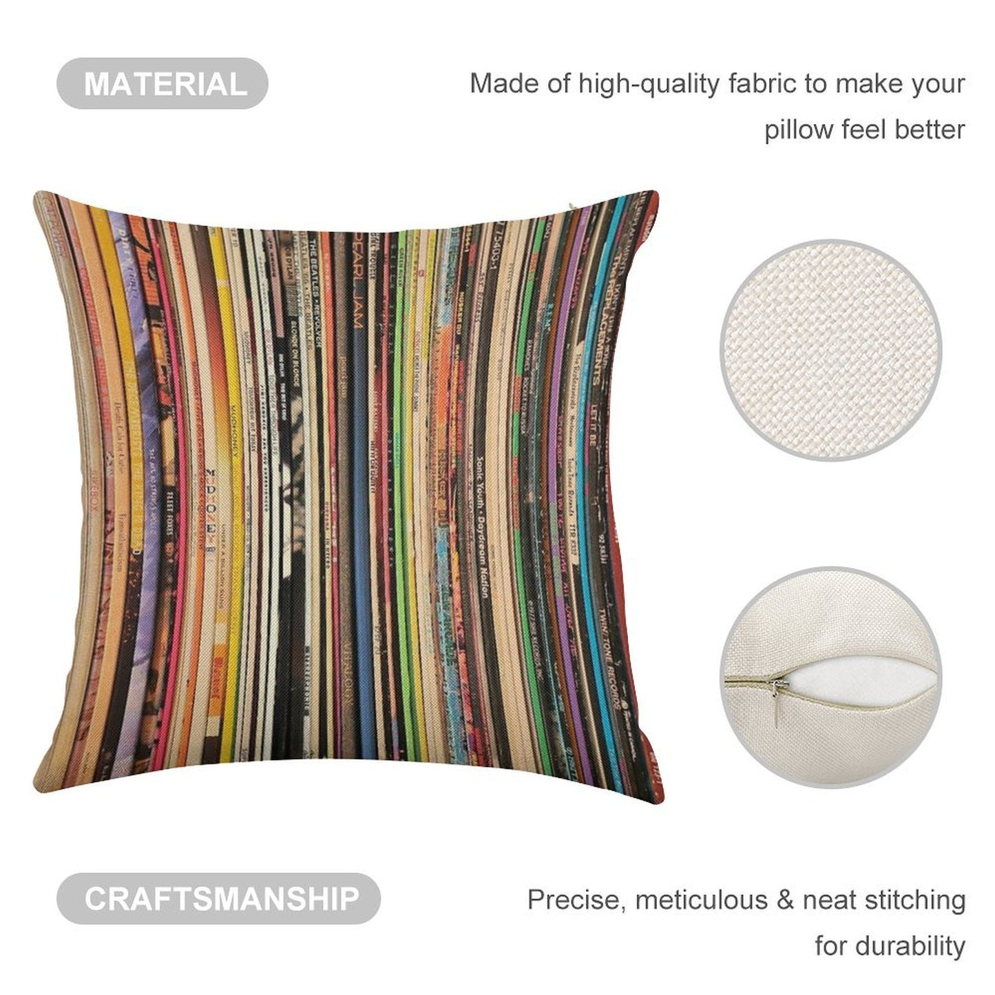Record Collector Linen Throw Pillow Cover