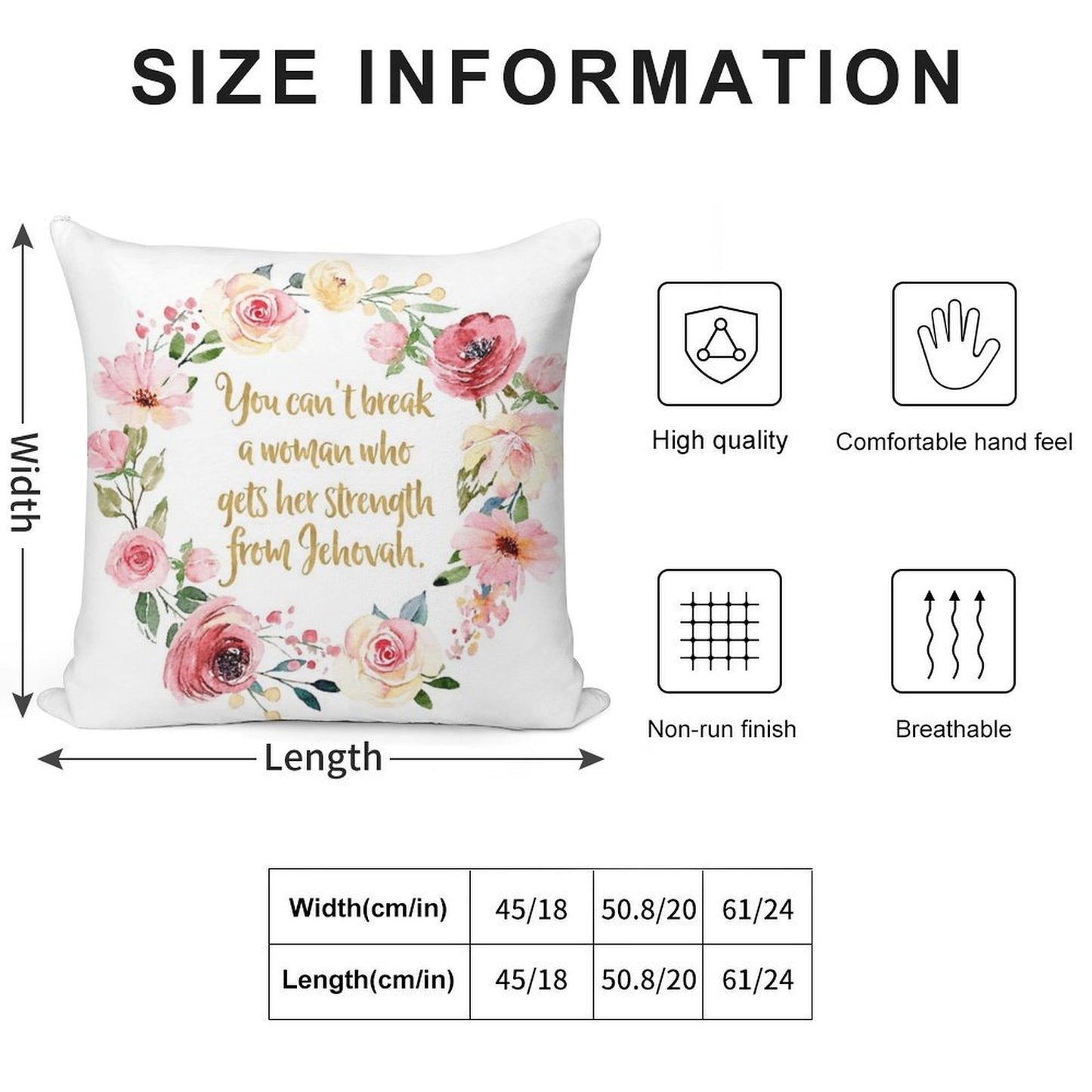 You Can't Break A Woman Who Gets Her Strength From Jehovah Soft Hidden Zipper Throw Pillow