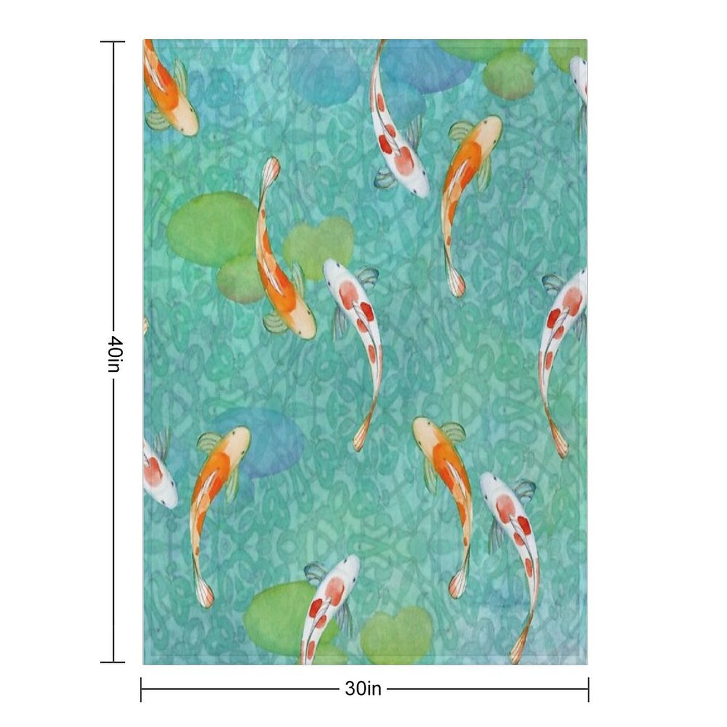 Koi Fish on Turquoise Throw Blanket