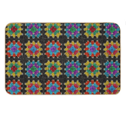 Granny Square Retro Crochet Afghan Blanket Bath Mat