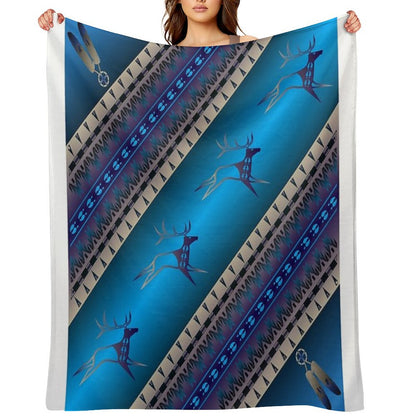 Elk Spirit (Blue) Throw Blanket