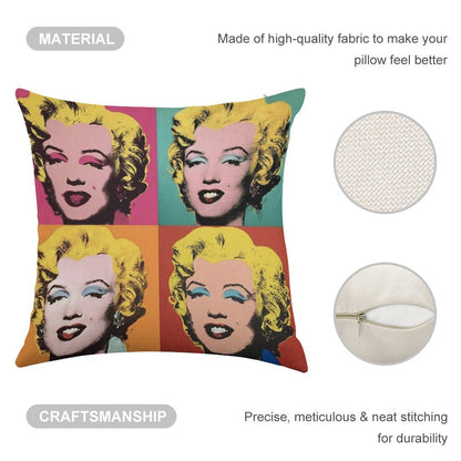 Andy Warhol Marilyn Linen Throw Pillow Cover