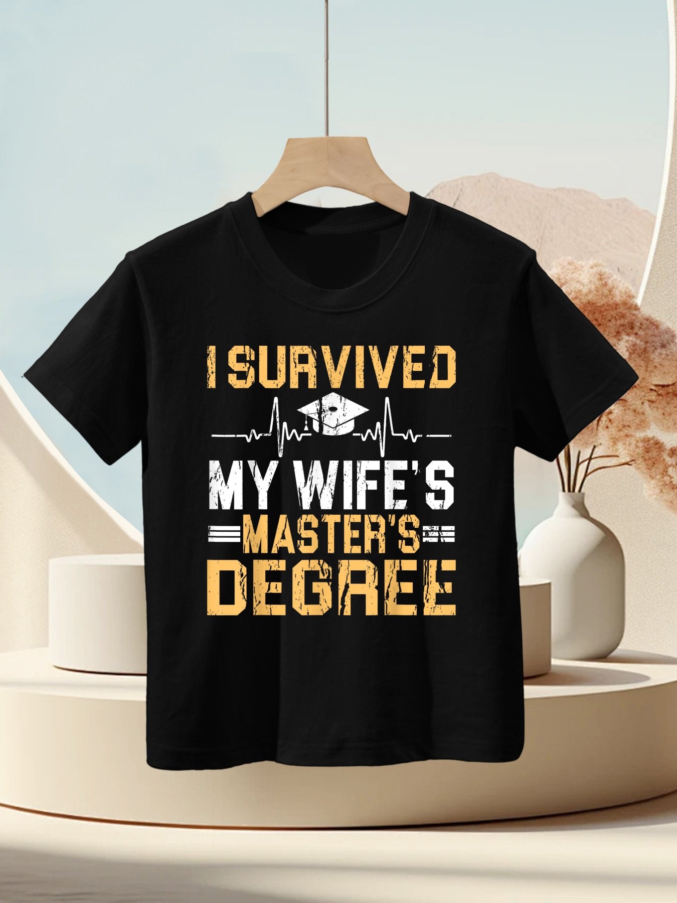 Survived My Wife&#39;s Masters Degree Graduation Kids T-Shirt