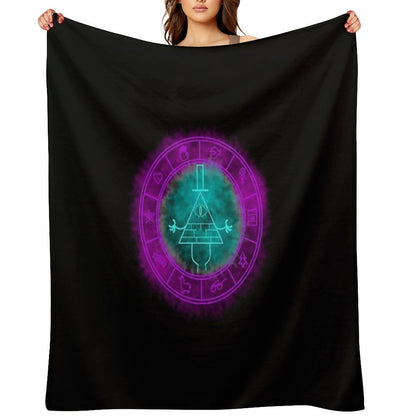 Bill Cipher Symbol Bluegreenpurple Throw Blanket