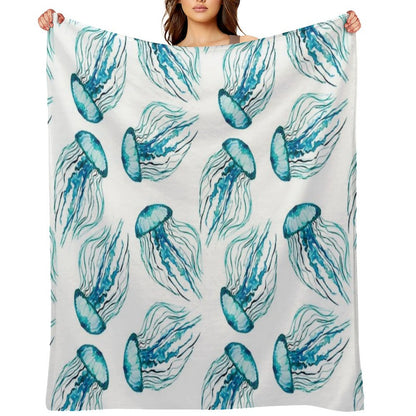 Watercolor Jellyfish Throw Blanket
