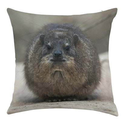 Rock Hyrax Linen Throw Pillow Cover