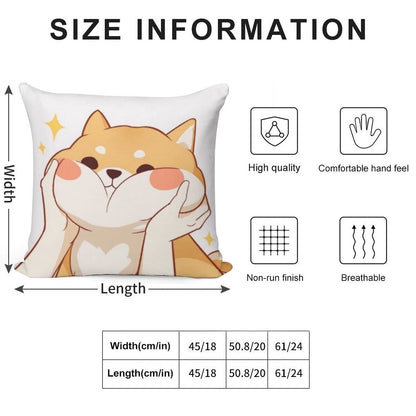 Kawaii Shiba Inu Soft Luxury Feel Throw Pillow