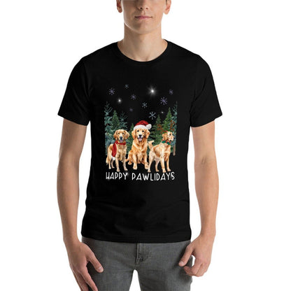 Golden Trio Retriever Dogs Christmas Happy Pawlidays  Versatile T-Shirt