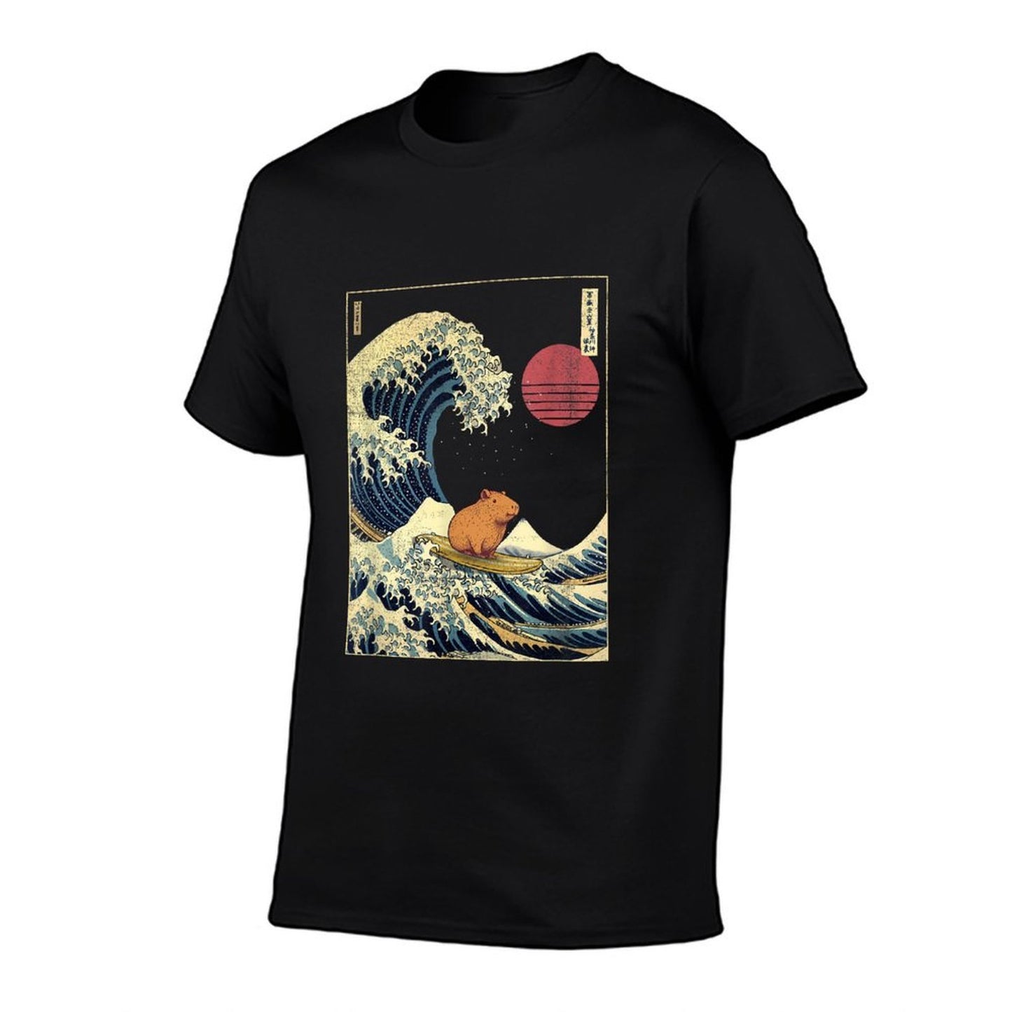Capybara Japanese Kanagawa Wave Funny Surf Animal  Odor-resistant T-Shirt