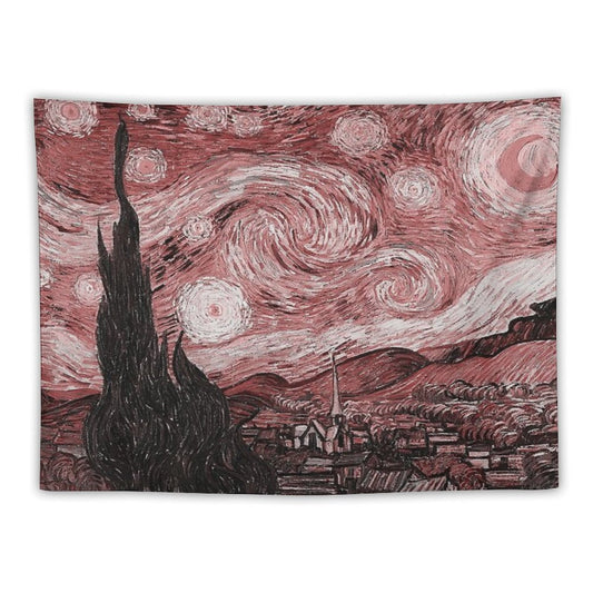 Pink Starry Night Tapestry