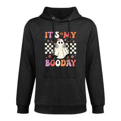 Its My Boo Day Halloween Birthday Ghost Anniversary Girls Kangaroo Pocket Hoodie