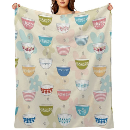 Vintage Pyrex Bowls Collection Throw Blanket