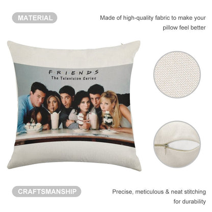 Friends Milkshake Linen Throw Pillow Cover
