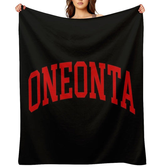 Oneonta - College Font Curved Throw Blanket