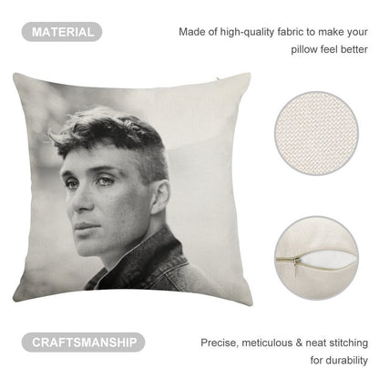 Cillian Murphy Linen Throw Pillow Cover