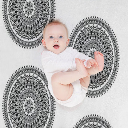 Mandala Black And White by Hayley Lauren Design Throw Blanket