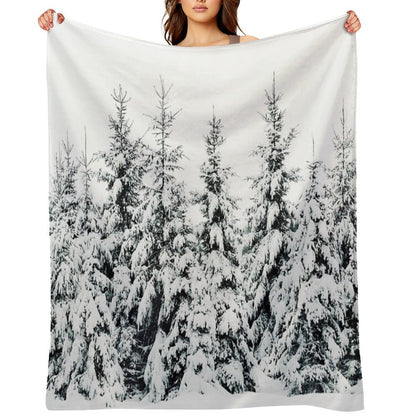 Snow Porn  Misty Moody Foggy Milky Winter Wonderland Forest With Cascadia Trees Covered In Magic Fog Throw Blanket