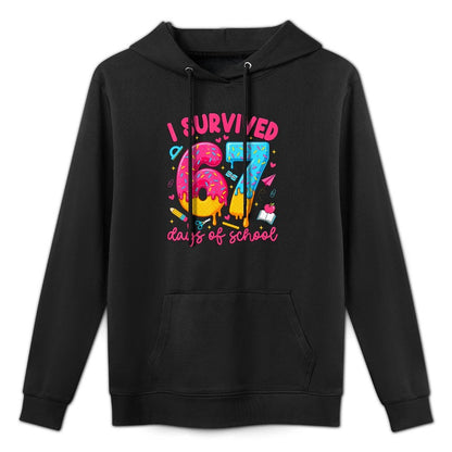 I Survived 67 Days of School Funny Six Seven Teacher Kids Breathable Fabric Hoodie