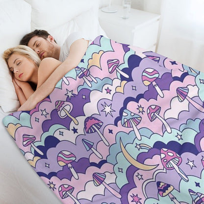 Cosmic Mushrooms Throw Blanket