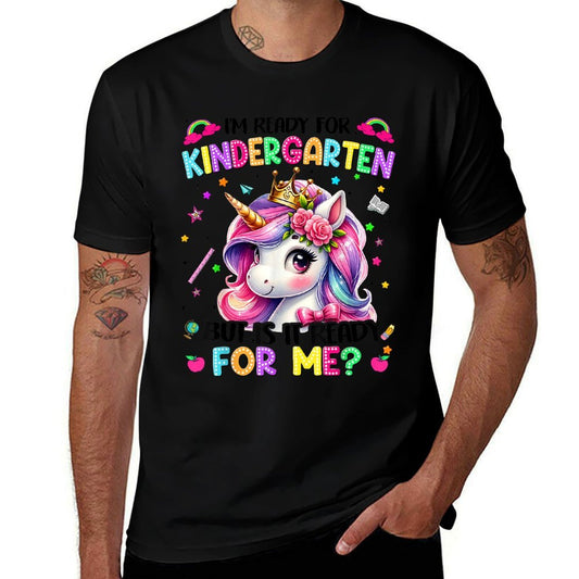Im Ready For Kindergarten Unicorn First Day Of School Girls  Rolled Sleeves T-Shirt