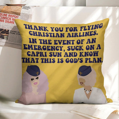 Trixie And Katya Christian Airlines Linen Throw Pillow Cover
