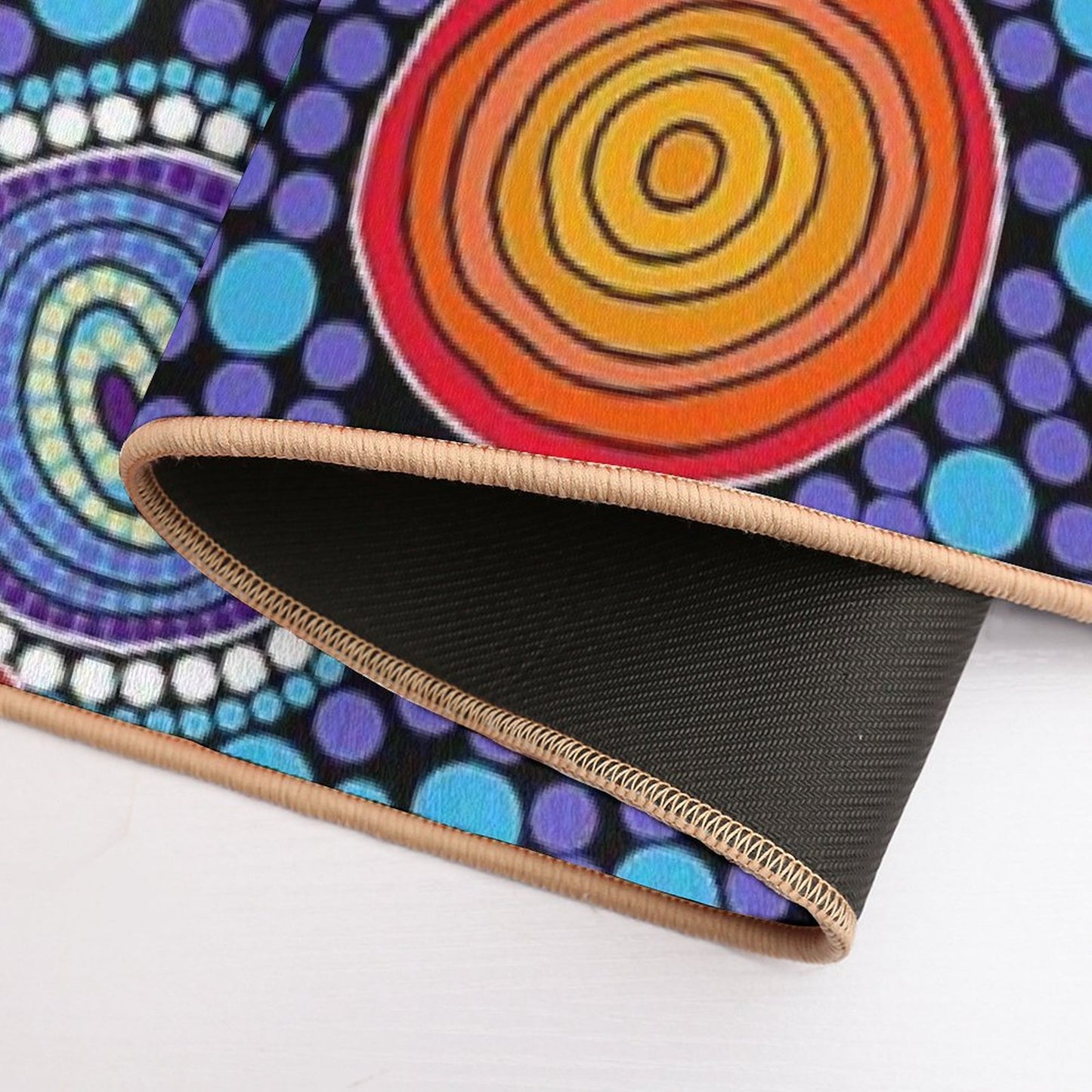 Authentic Aboriginal Art - The Journey Blue Bath Mat