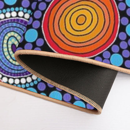 Authentic Aboriginal Art - The Journey Blue Bath Mat