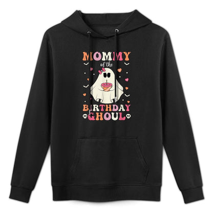 Mommy Of The Birthday Ghoul Groovy Halloween Ghost 2024 Breathable Fabric Hoodie