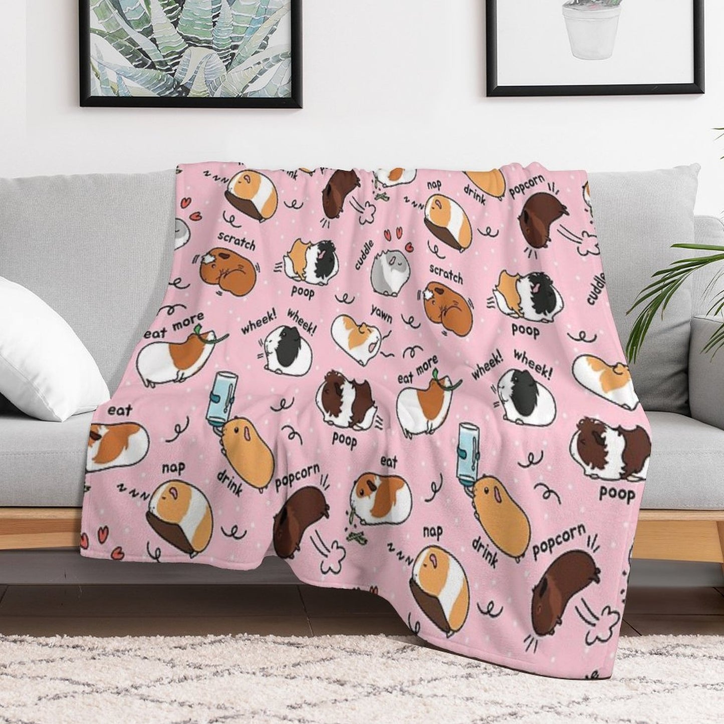 Guinea Pig Daily To-Do List - Pink Background Throw Blanket