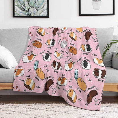 Guinea Pig Daily To-Do List - Pink Background Throw Blanket