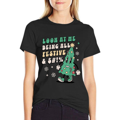 Look At Me Being All Festive - Funny Retro Christmas Tree  Classic T-Shirt