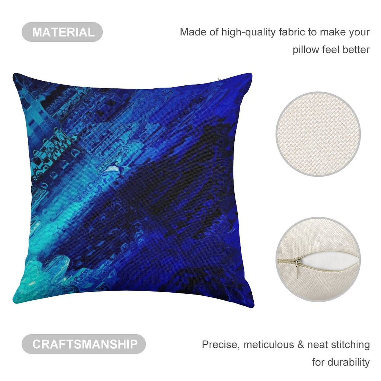 Cobalt Linen Throw Pillow Cover