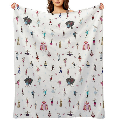 Nutcracker Ensemble - White Throw Blanket