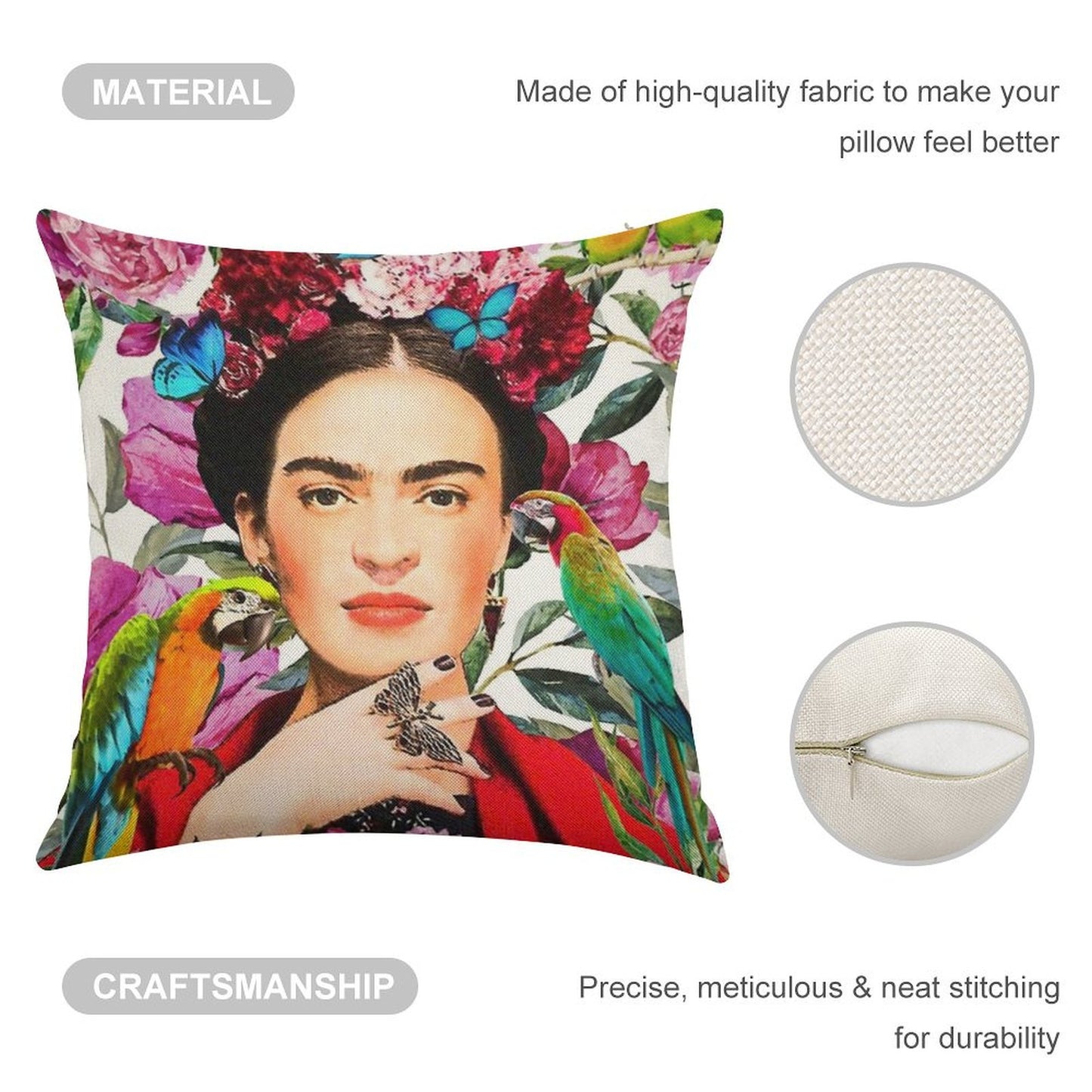 Frida.forever Linen Throw Pillow Cover