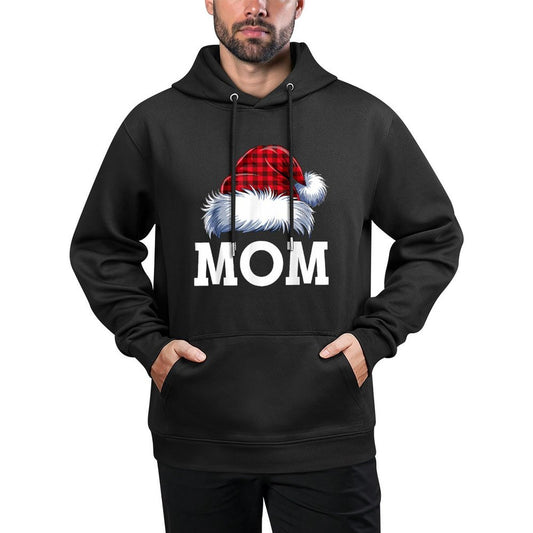 Mom Santa Red Plaid Christmas Family Matching Pajamas Xmas Versatile Streetwear Hoodie