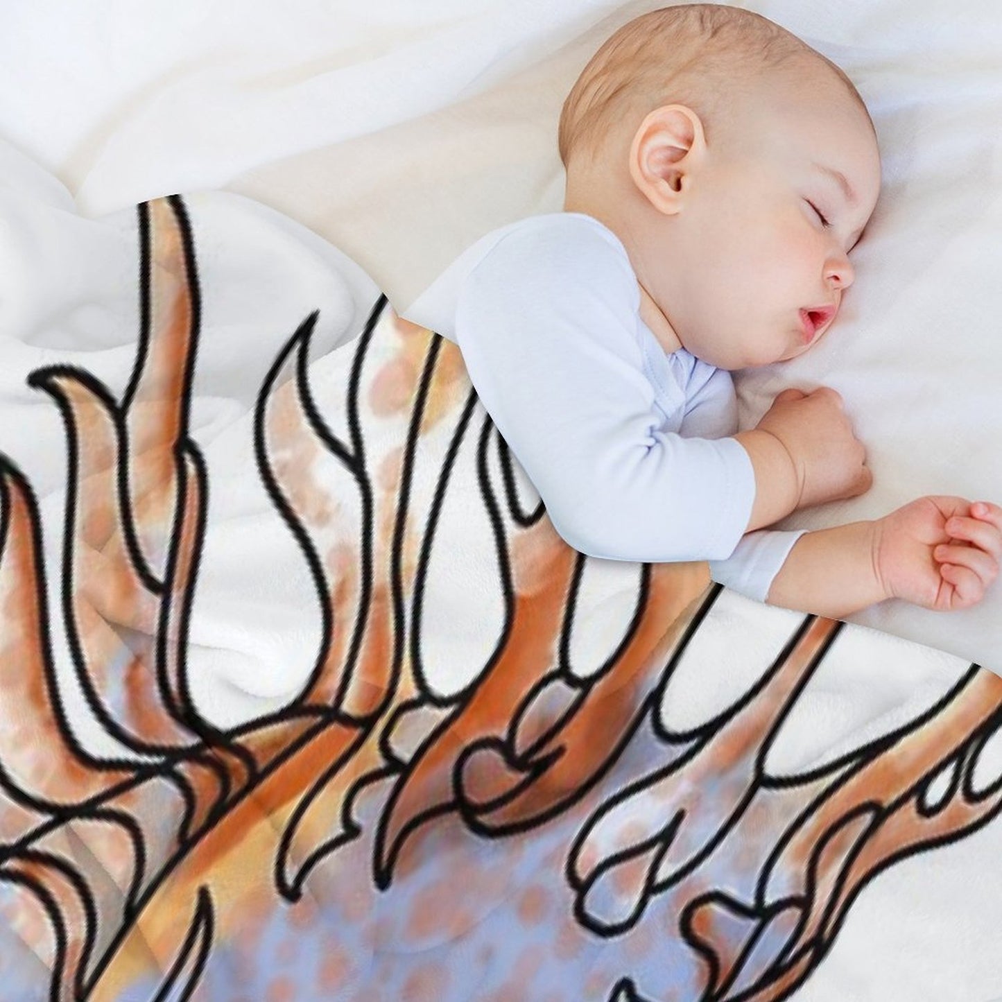 Sealife Ginger And Blue Seahorse Throw Blanket