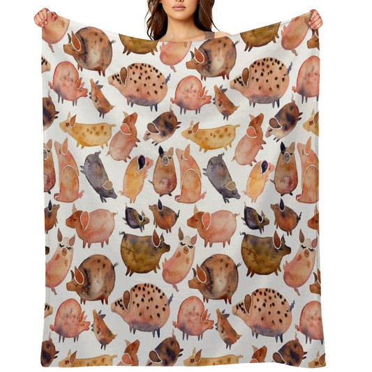 Pig Collection Throw Blanket