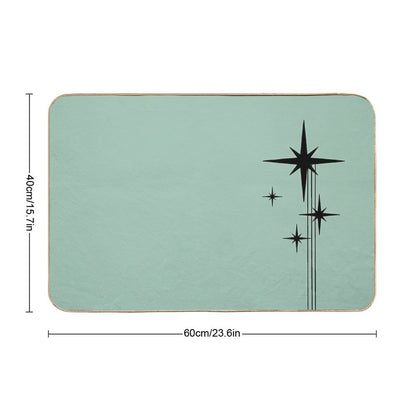 1950s Atomic Age Retro Starburst in Mint Green And Black Bath Mat
