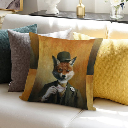 Teatime Mr Fox Soft Luxury Feel Throw Pillow