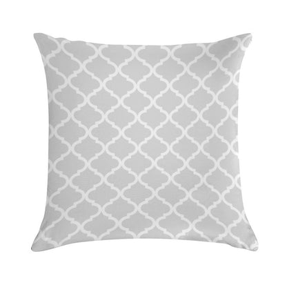 Light Grey Quatrefoil Lattice Pattern Soft Warmth Comfort Throw Pillow