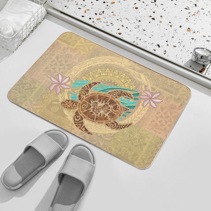 Vintage Samoan Turtle Tapa Print Bath Mat