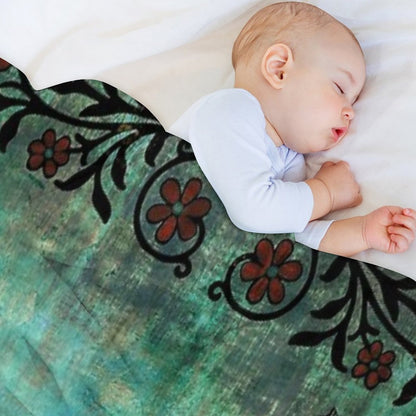 Indian Elephant Decorative Asian Floral Art Throw Blanket