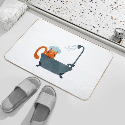 Showers Incoming Watercolour Cat Painting Bath Mat