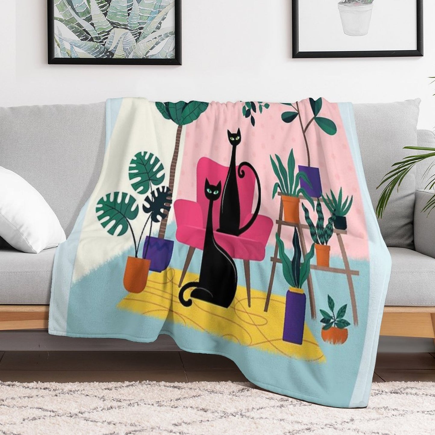 Sleek Black Cats Rule In This Urban Jungle Throw Blanket