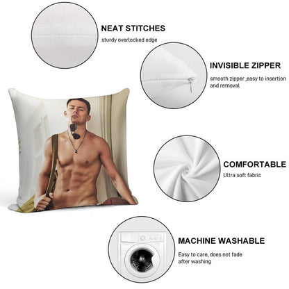 Channing Tatum Shirtless Soft Anti-Pilling Throw Pillow